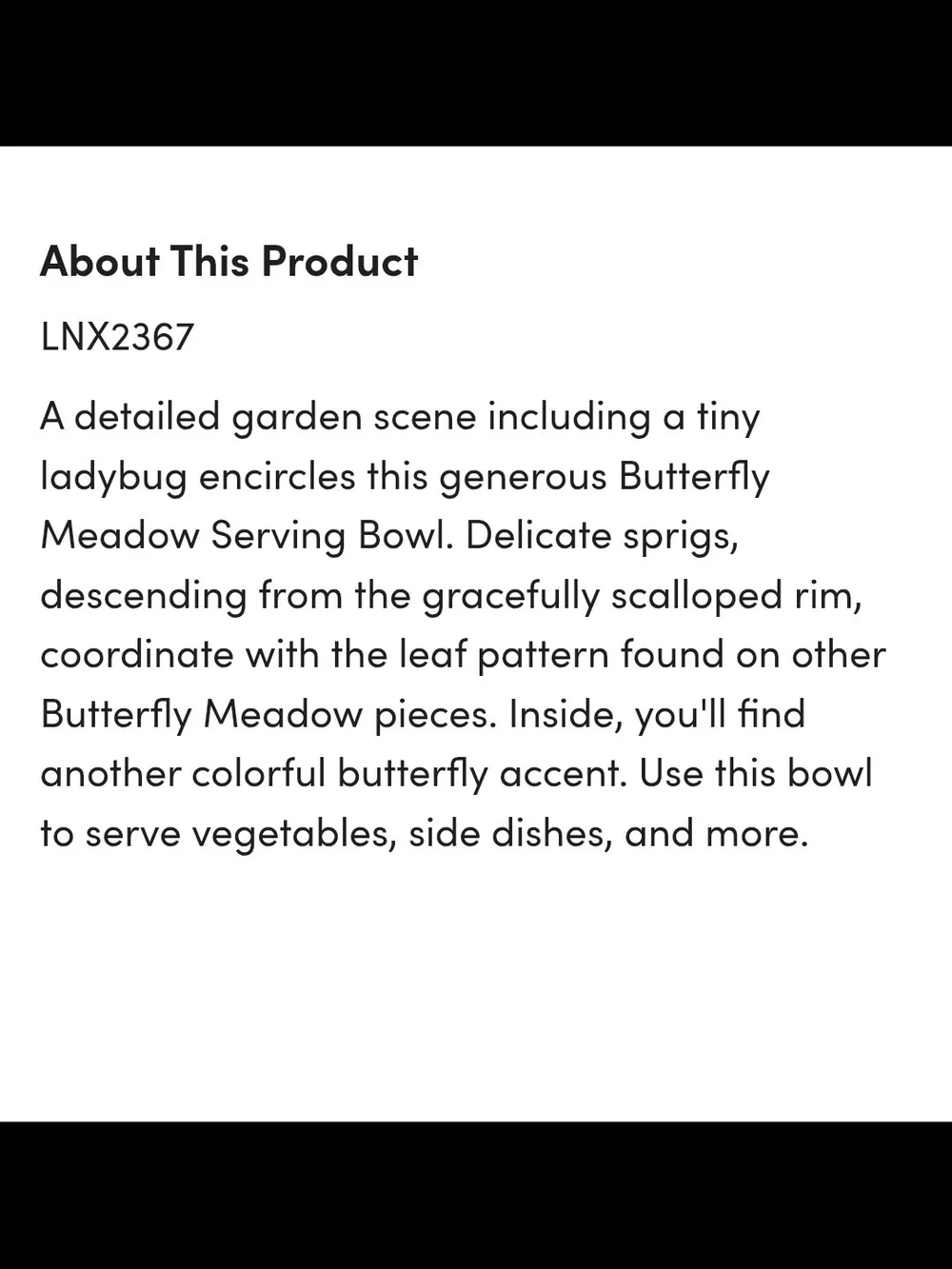 Lenox Heritage Butterfly Meadow Large Serving Bowl